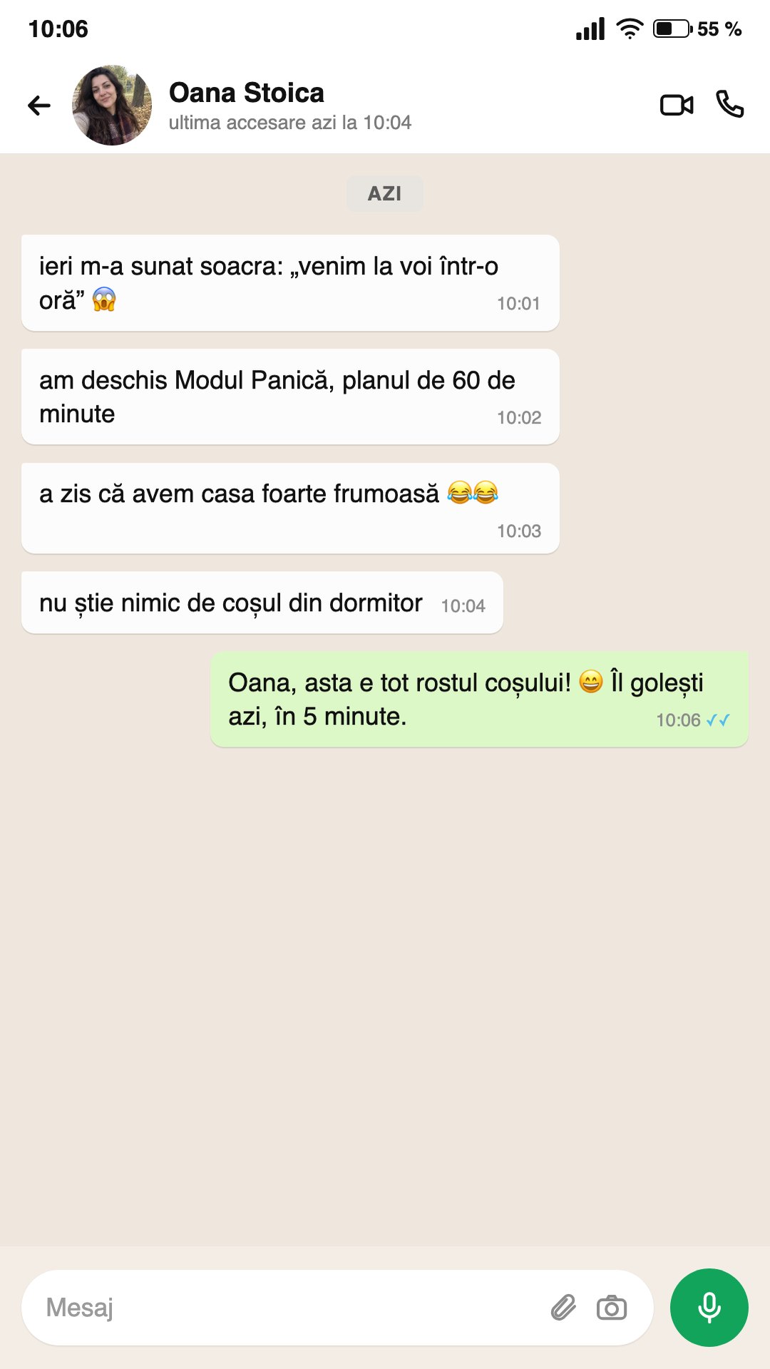 Mesaj pe WhatsApp