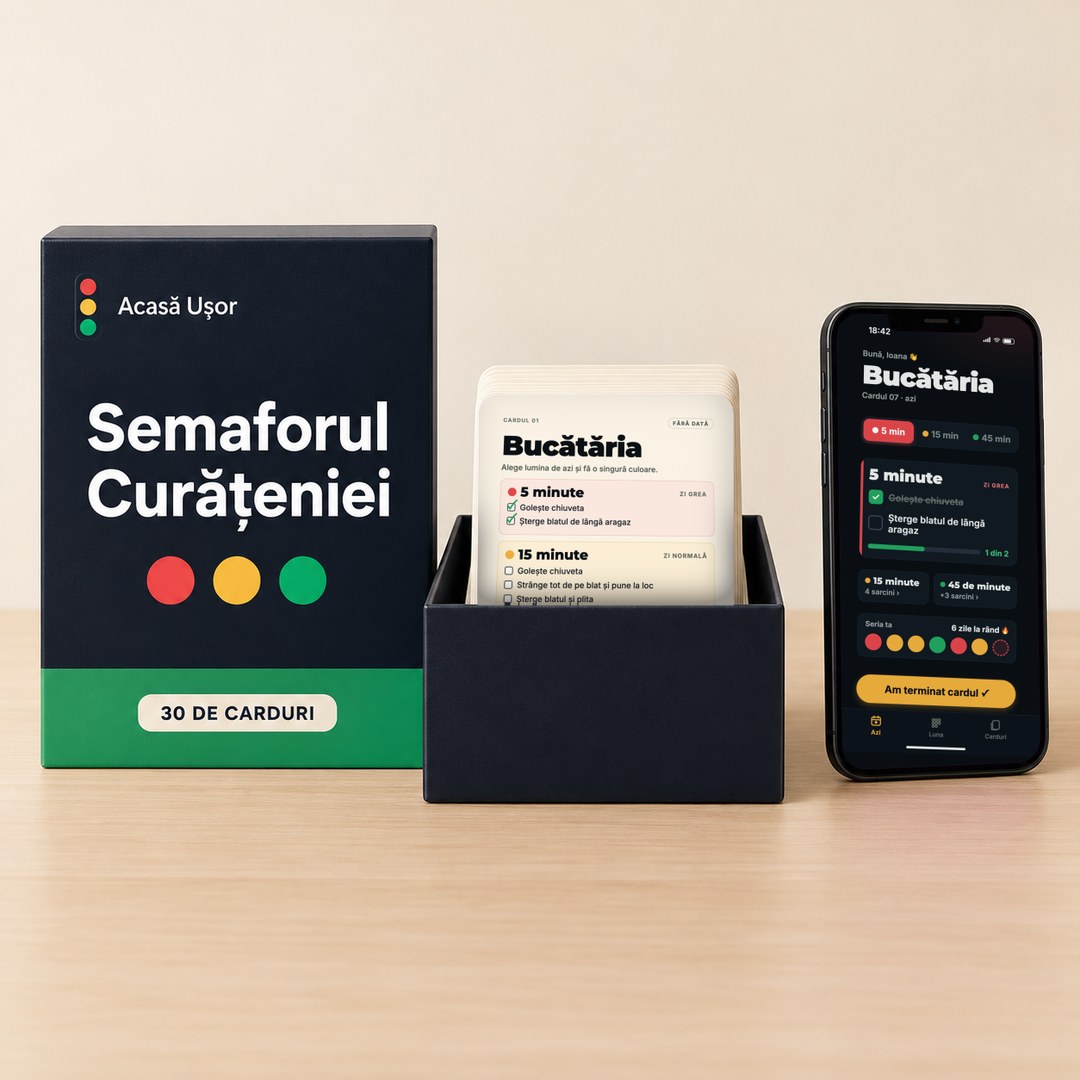 Semaforul Curățeniei: cardurile zilnice și aplicația de pe telefon