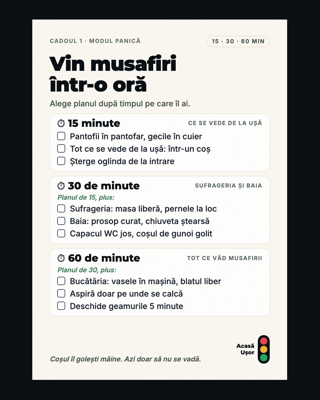 Pagină din Semaforul Curățeniei